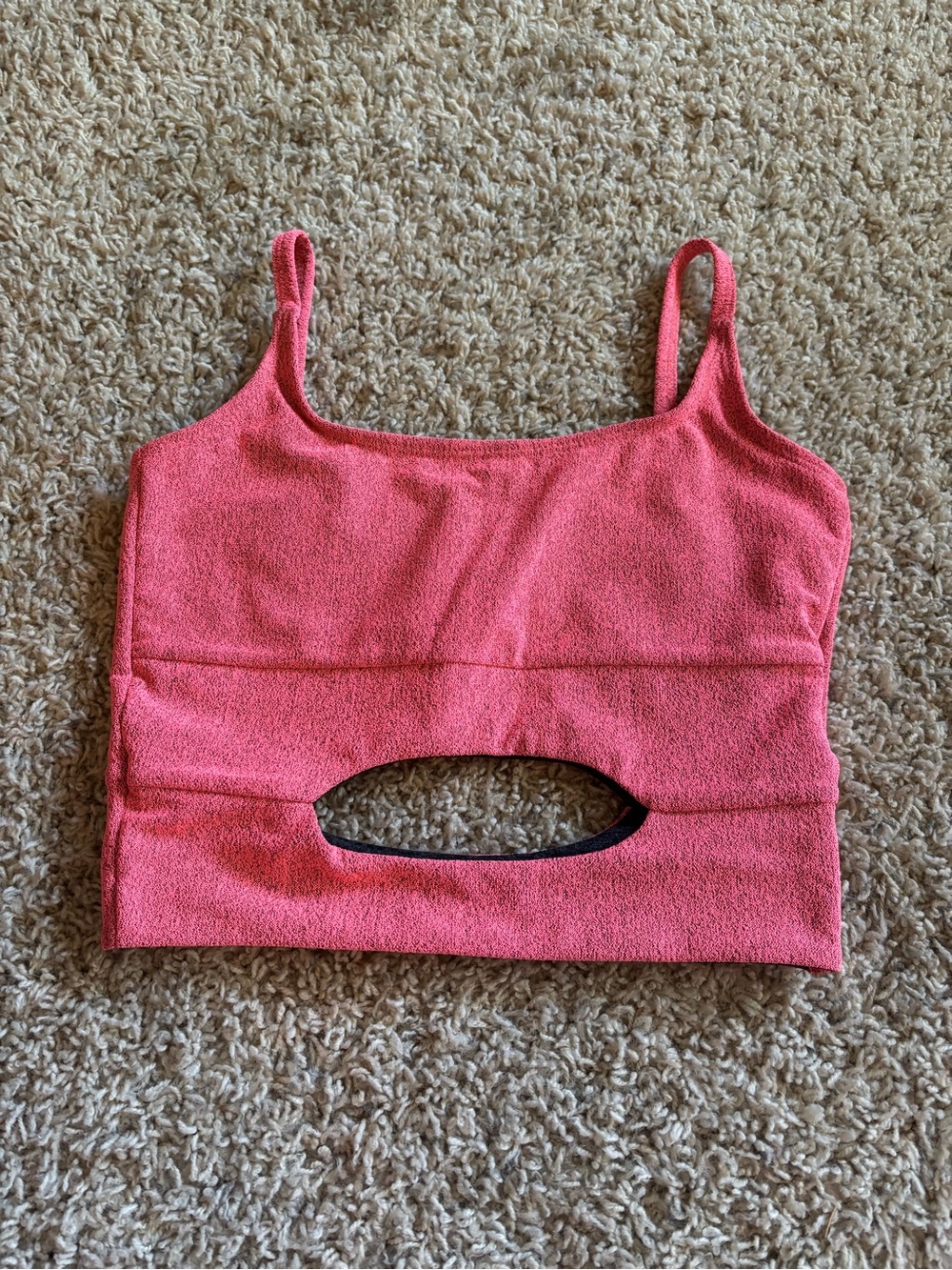 Pink Cutout Crop Tank with Scoop Neck